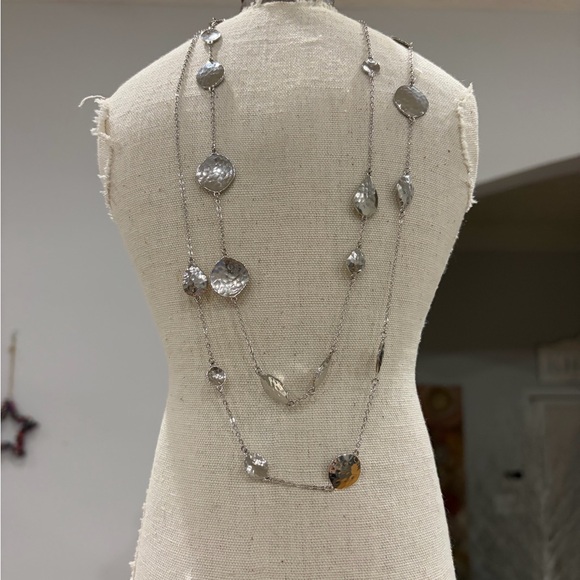 Melinda Maria Jewelry - Melinda Maria Silver Tone
Hammered Disc Long Strand necklace